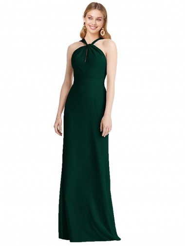 Sleek Full-Length Twist Halter Chiffon Bridesmaid Dress Bristol