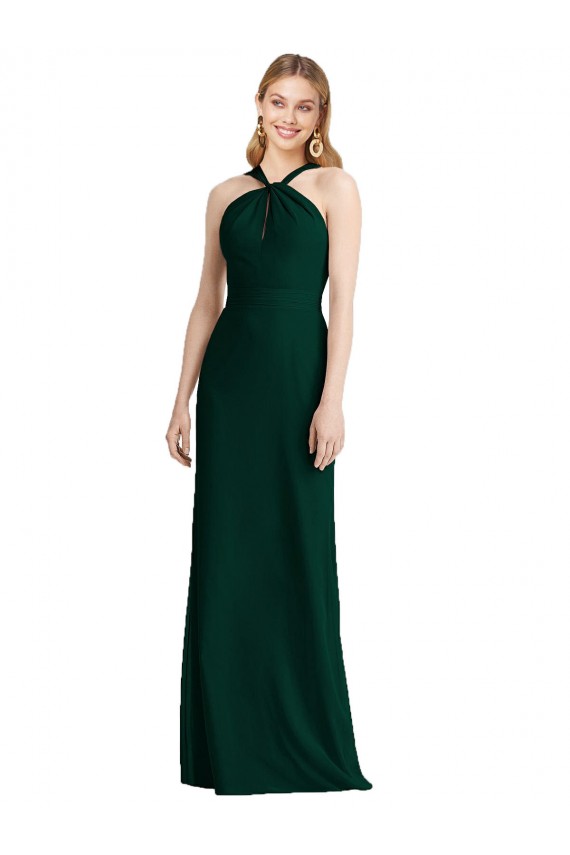 Sleek Full-Length Twist Halter Chiffon Bridesmaid Dress Bristol