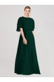 Full-Length Flutter Sleeves Plunging V Back Chiffon Bridesmaid Dress Bristol