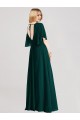 Full-Length Flutter Sleeves Plunging V Back Chiffon Bridesmaid Dress Bristol