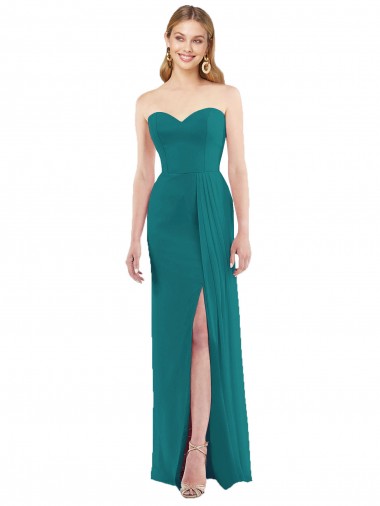 Sweetheart Neckline Lux Chiffon Bridesmaid Dress with Side Slit Bristol