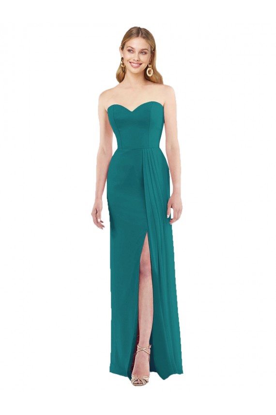 Sweetheart Neckline Lux Chiffon Bridesmaid Dress with Side Slit Bristol