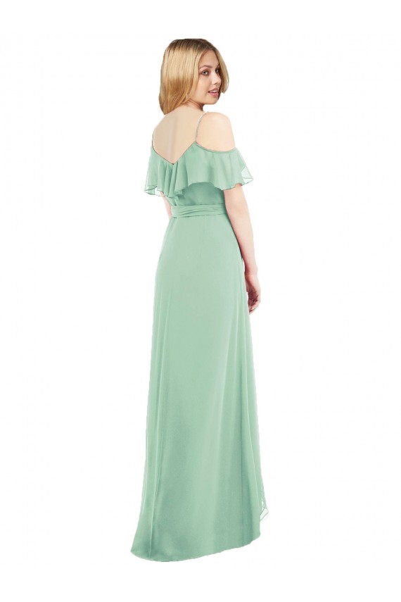 High Low Off the Shoulder Wrap Chiffon Bridesmaid Dress  Bristol