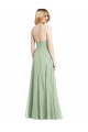 Sleek Spaghetti Straps Low Back Square Neck Maxi Formal Chiffon Bridesmaid Dress Bristol