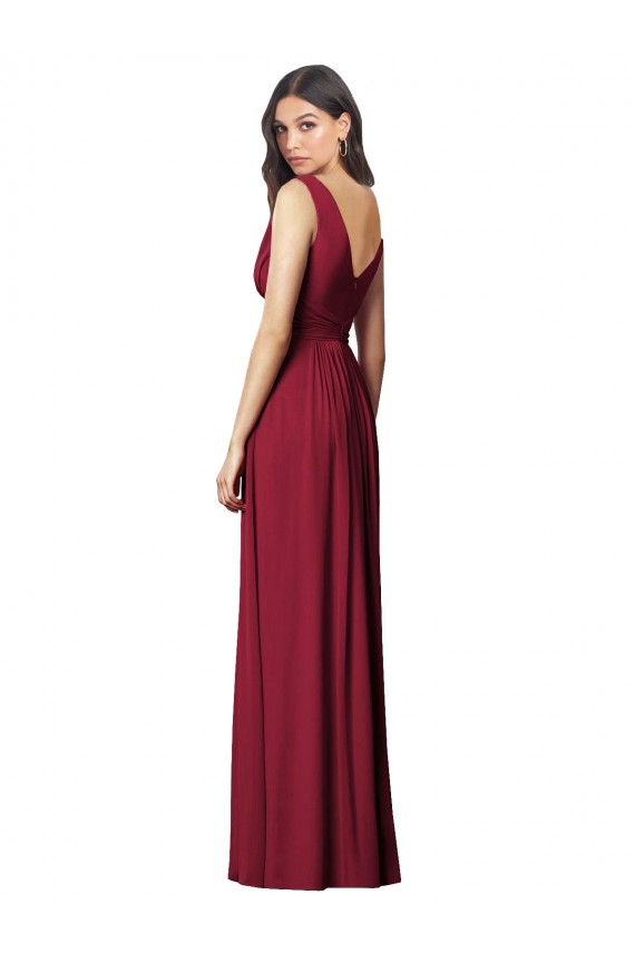 Draped V-Neck Shirred Chiffon Maxi Bridesmaid Dress Bristol