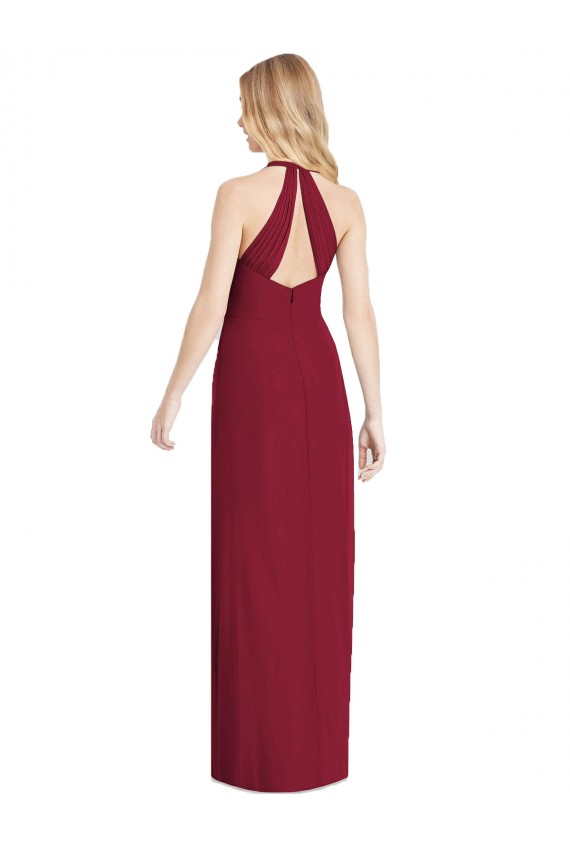 V-Neck Halter Chiffon Maxi Formal Bridesmaid Dress Open Back Bristol