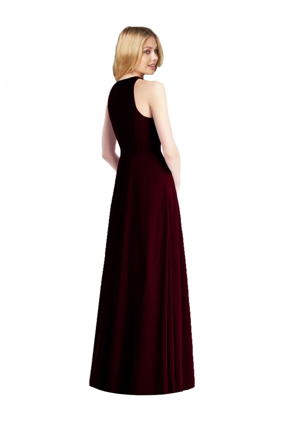 Sleeveless Halter Chiffon Maxi Bridesmaid Dress Bristol
