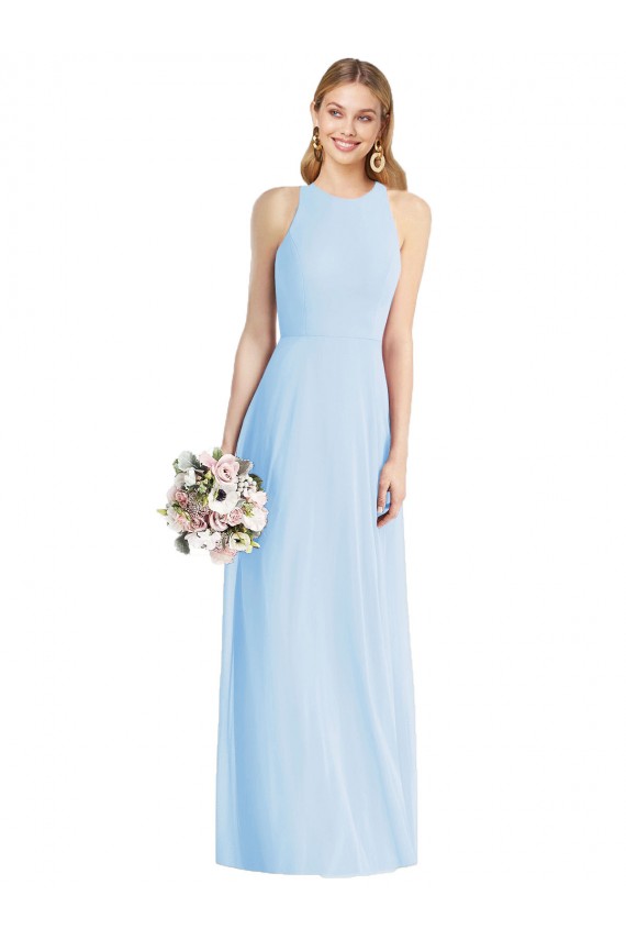 Sleeveless Halter Chiffon Maxi Bridesmaid Dress Bristol