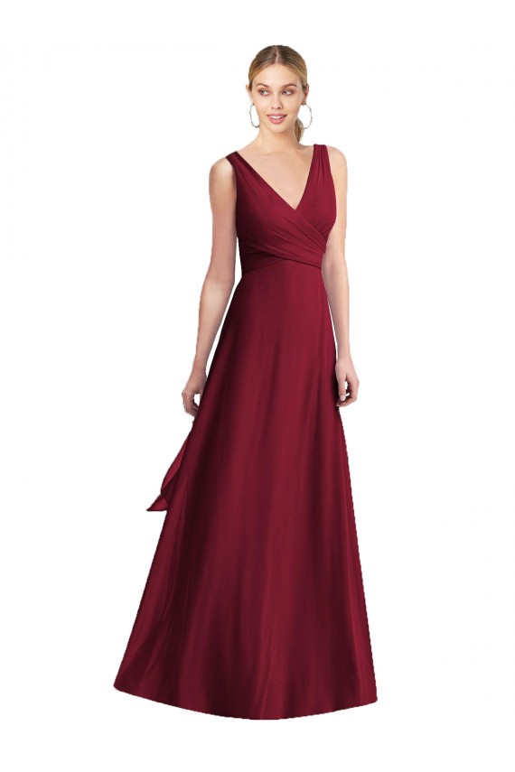 Sleeveless V-Neck Chiffon Wrap Bridesmaid Dress Bristol