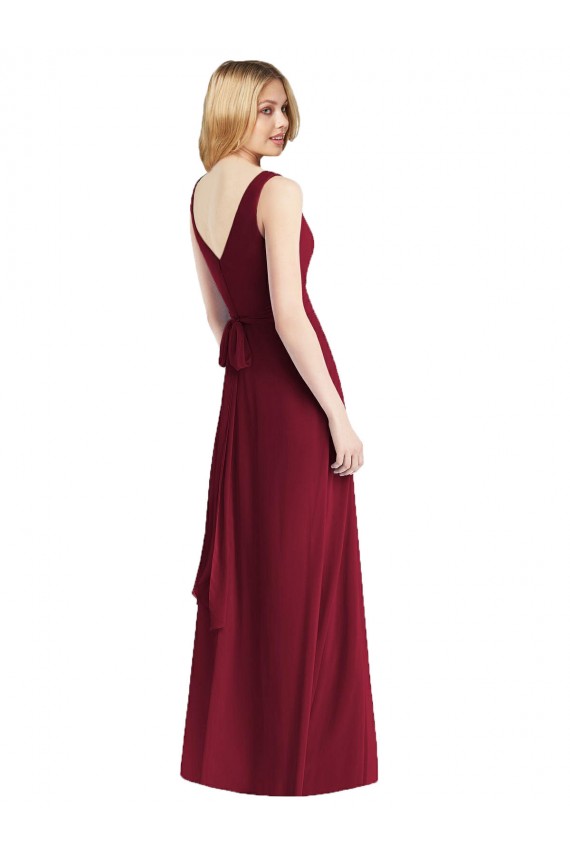 Sleeveless V-Neck Chiffon Wrap Bridesmaid Dress Bristol
