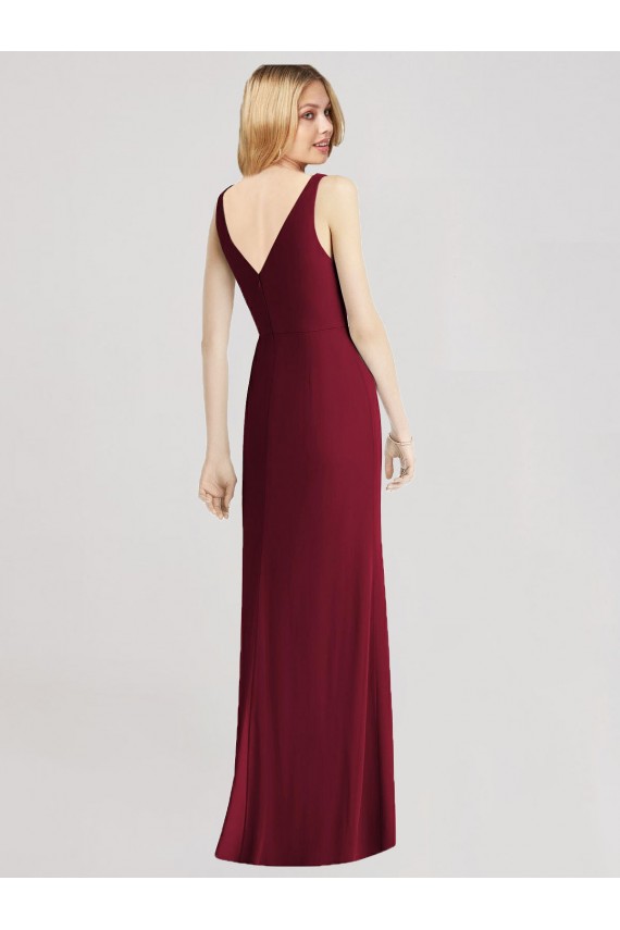 Sleeveless V-Back Long Trumpet Chiffon Bridesmaid Dress Bristol