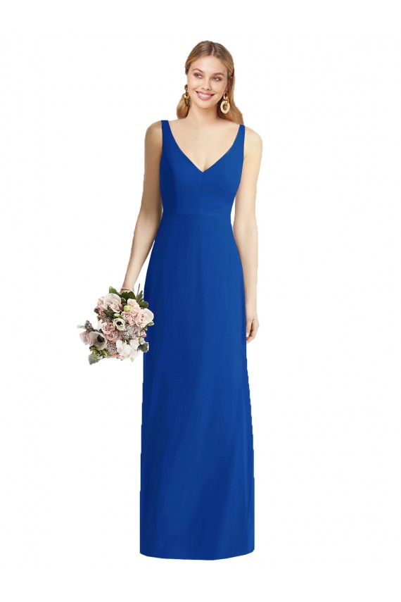 Sleeveless V-Back Long Trumpet Chiffon Bridesmaid Dress Bristol