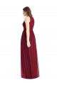 Shirred Skirt Jewel Neck Halter Chiffon Bridesmaid Dress with Front Slit Bristol