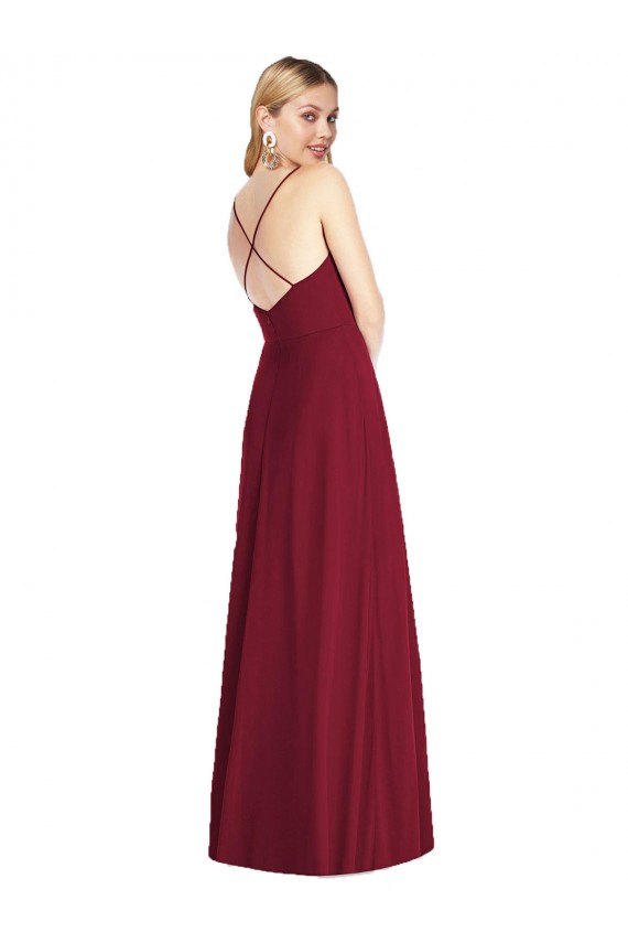 Criss Cross Back A-Line Chiffon Maxi Bridesmaid Dress Bristol