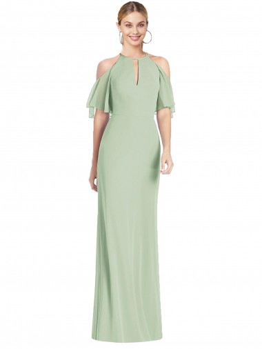 Ruffle Cold-Shoulder Mermaid Chiffon Maxi Bridesmaid Dress Bristol