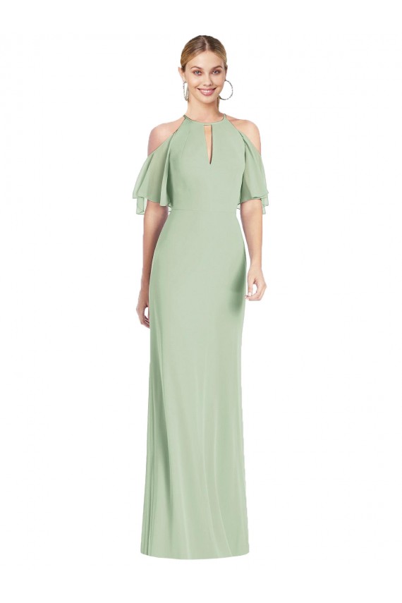 Ruffle Cold-Shoulder Mermaid Chiffon Maxi Bridesmaid Dress Bristol