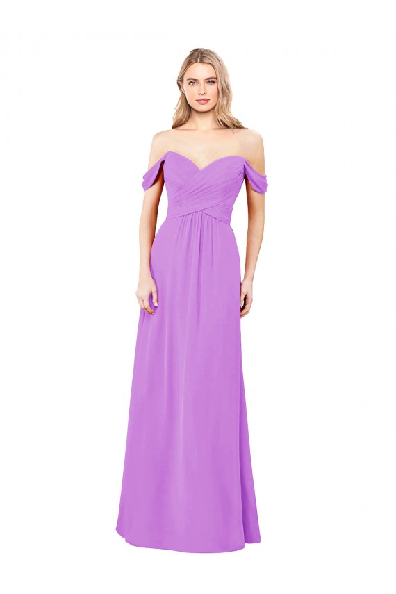 Off The Shoulder Draped Sleeves A-Line Chiffon Bridesmaid Dress Bristol