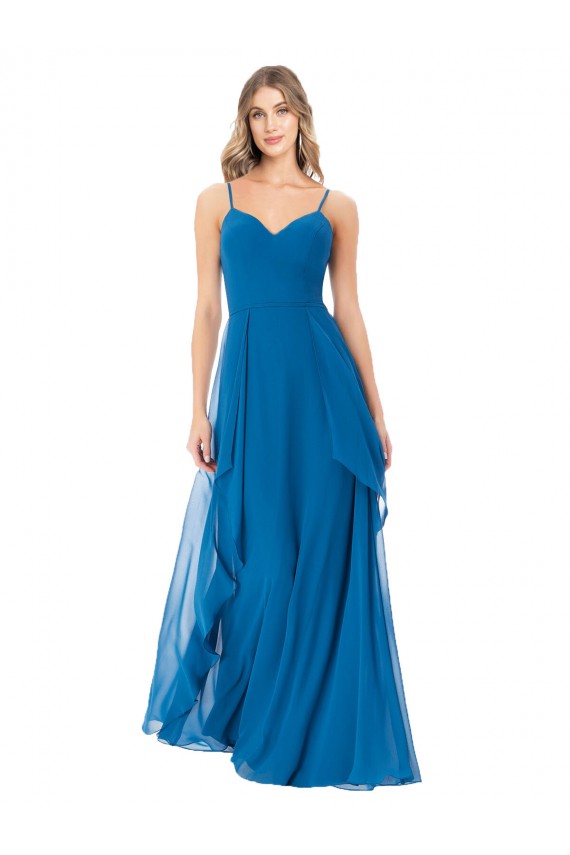 Simple Sweetheart Chiffon Bridesmaid Dress with Cascading Overlay Bristol