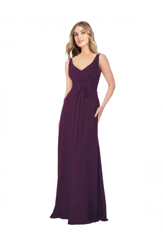 Long Chiffon Bridesmaid Dress with Front Bow Bristol