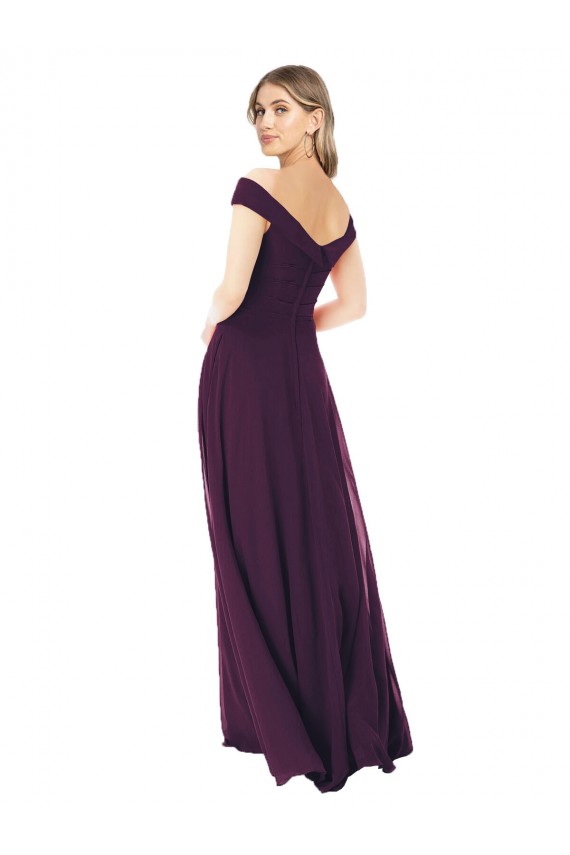 Classic Off the Shoulder Draped Chiffon Bridesmaid Dress Bristol