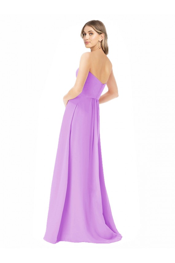 Draped Strapless Floor Length Chiffon Bridesmaid Dress Bristol