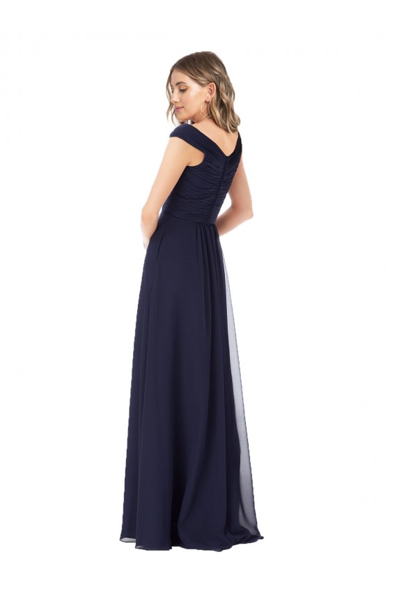 Off the Shoulder Classic Chiffon Bridesmaid Dress with Draped Bodice Bristol
