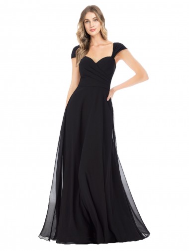 Sweetheart Cap Sleeves Chiffon Bridesmaid Dress Bristol