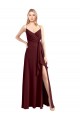 Spaghetti Straps V-Neck Long Chiffon Bridesmaid Dress with Side Slit Bristol