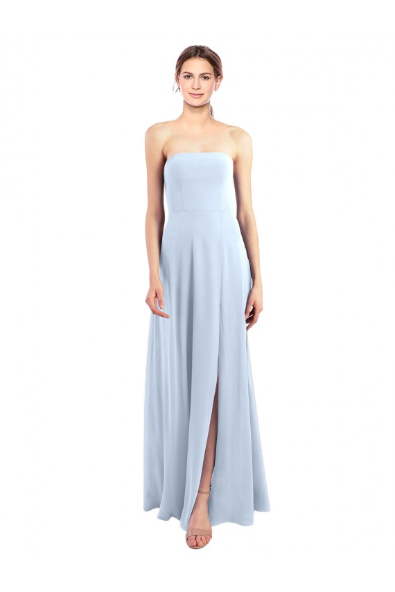 Fitted Strapless Full Length Chiffon Bridesmaid Dress with Front Slit Bristol
