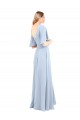 V-Neckline and Cascading Flutter Sleeves Chiffon Bridesmaid Dress with Front Slit Bristol