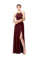 Slim Long High Halter Neck Chiffon Bridesmaid Dress with High Side Slit Bristol