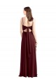 Sleek Fit and Flare Long Scoop Neck Chiffon Bridesmaid Dress with High Side Slit Bristol