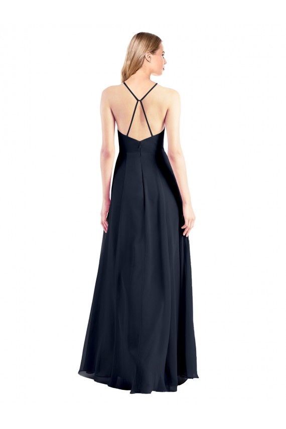Plunging V-Neckline Halter Chiffon Wrap Bridesmaid Dress / Prom Dress with High Slit Bristol