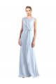 Illusion Boat Neck Long Full Length Chiffon Bridesmaid Dress with Keyhole Back Bristol