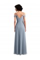 Off the Shoulder Folded Sleeve Long Chiffon Bridesmaid Dress with High Side Slit Bristol