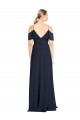 Draped Sleeves Flounce Neckline Long Chiffon Bridesmaid Dress with Spaghetti Straps Bristol