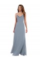 Long Full Length Draped Cowl Neck V-Back Slip Chiffon Bridesmaid Dress Bristol