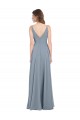 Fitted V-Neckline Long Chiffon Bridesmaid Dress with V-Back Bristol