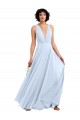 Daring Plunging V-Neck Long Chiffon Bridesmaid Dress with Pleated Bodice Bristol