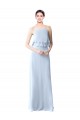 High Narrow Neck Long Chiffon Bridesmaid Dress with Tiered Ruffles Bristol