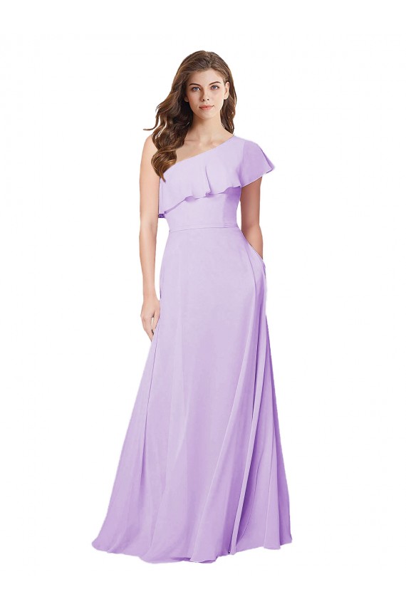 Draped One Shoulder Long Chiffon Bridesmaid Dress  Bristol