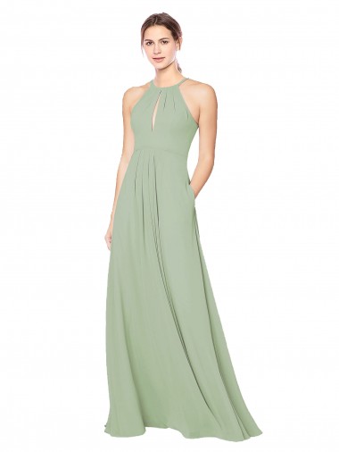 High Halter Neck Keyhole Chiffon Bridesmaid Dress Bristol