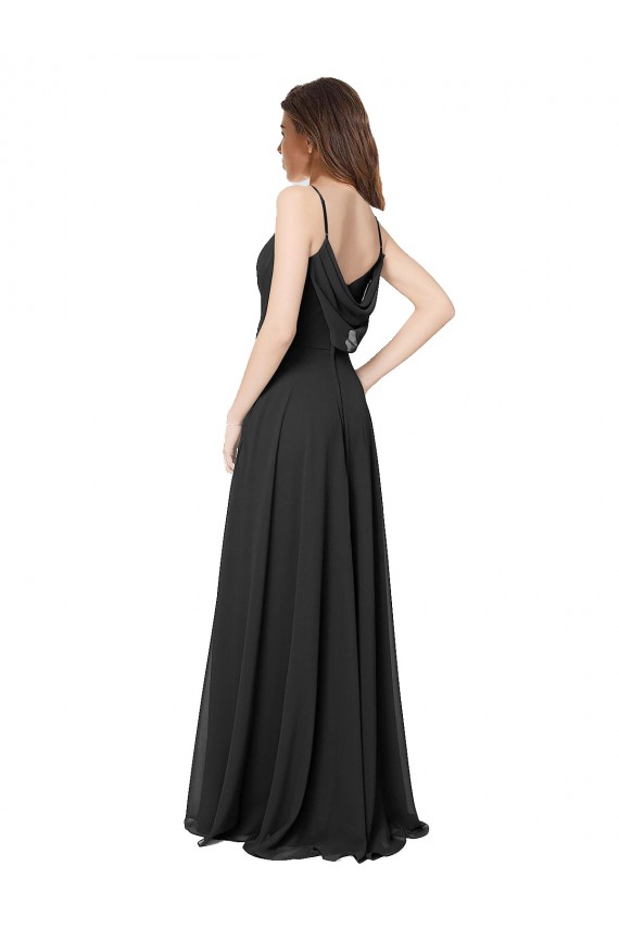 Cowl Back Spaghetti Straps Long Chiffon Bridesmaid Dress  Bristol