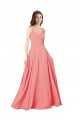 Crossover Bodice Long Chiffon Bridesmaid Dress with Double Back Straps Bristol