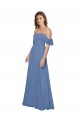 Flutter Sleeves Scoop Neck Off the Shoulder Long Chiffon Bridesmaid Dress Bristol