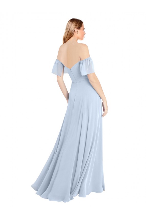 Off the Shoulder Flutter Sleeves Long Chiffon Bridesmaid Dress Bristol