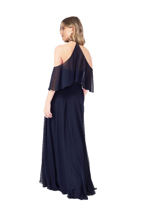 Halter Neck Cold Shoulder Flutter Sleeves Bridesmaid Dress Bristol