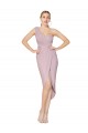 High Low One Shoulder Ruffles V-Neck Chiffon Wrap Bridesmaid Dress / Formal Prom Dress Bristol