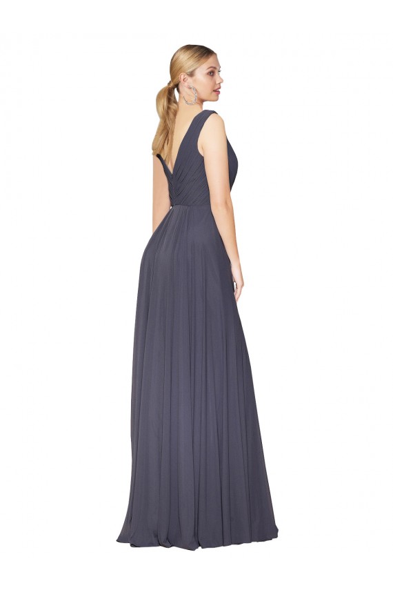Floor Length High Neck V-Back Chiffon Bridesmaid Dress / Formal Prom Dress Bristol