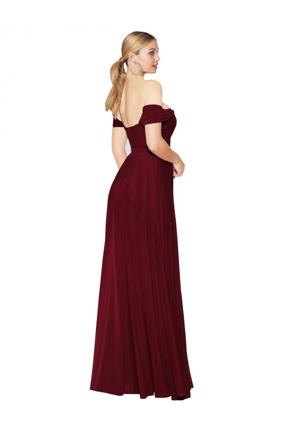 Shirred Sweetheat Neckline Off the Shoulder Long Chiffon Bridesmaid Dress / Formal Prom Dress Bristol